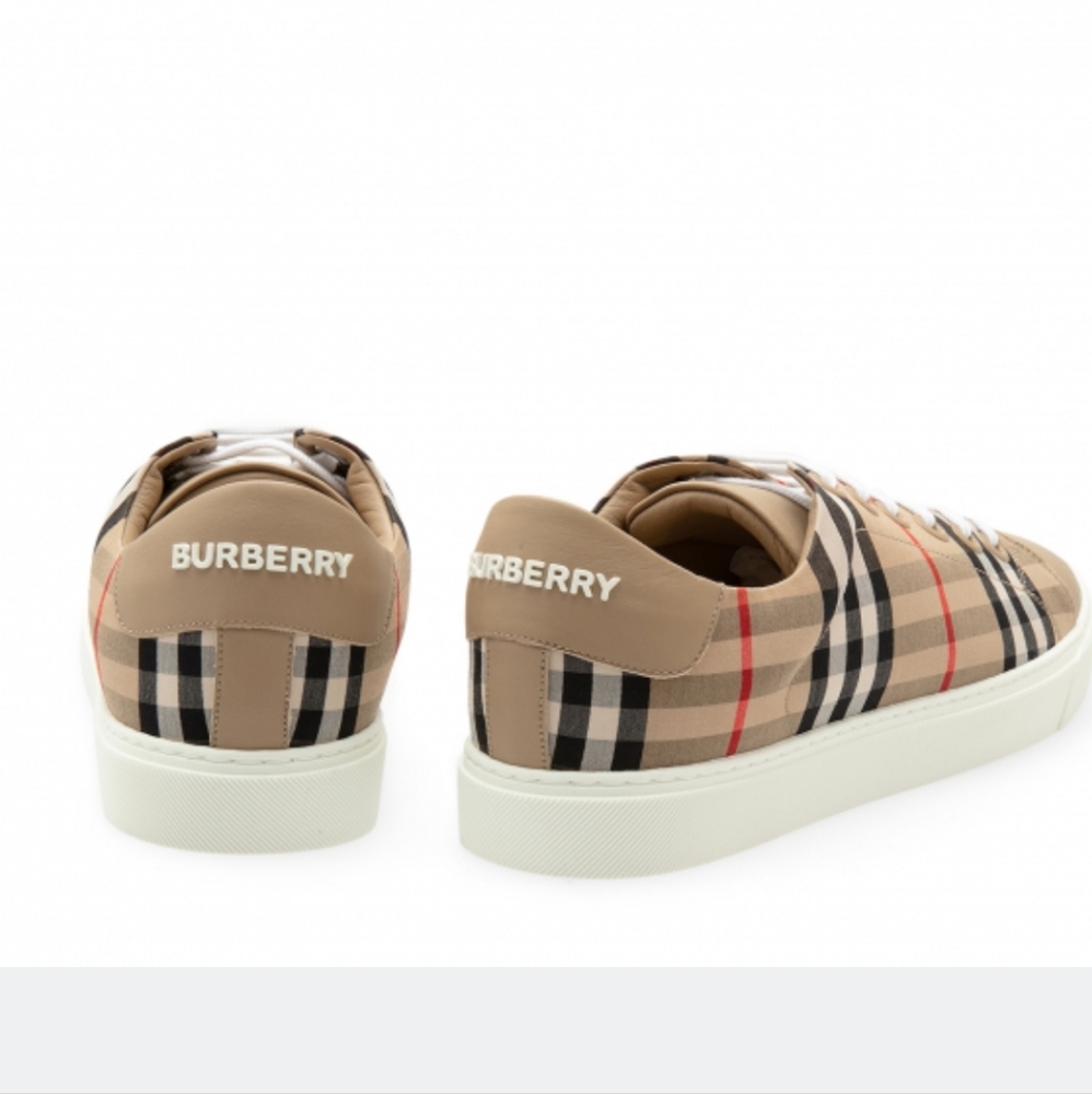 Nwt-Burberry Albridge leather check laceUp Sneaker-Thick WhiteSole-Made In Italy - Picture 13 of 13